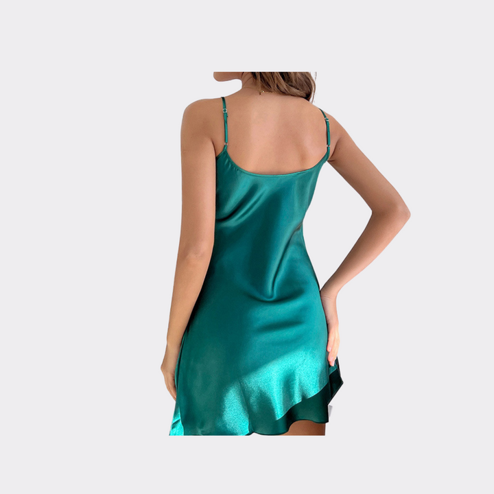 Silk Thin Short Sleeveless Sleepwear Dress - Green