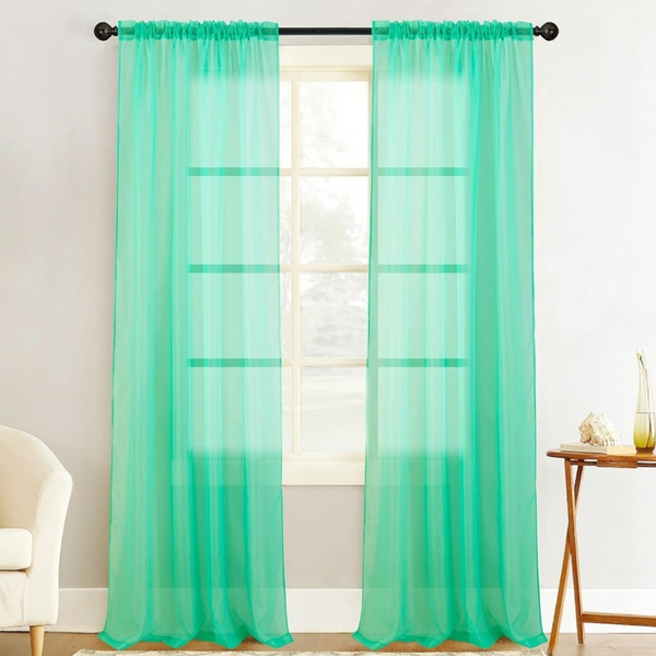 Sheer Curtains - Aqua Green