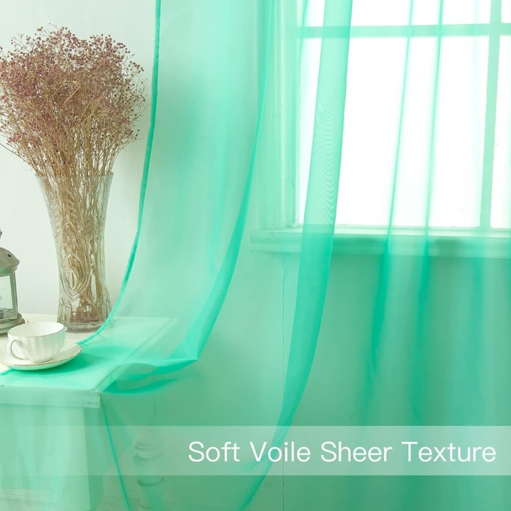 Sheer Curtains - Aqua Green