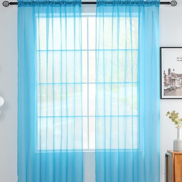 Sheer Curtains - Cyan Blue