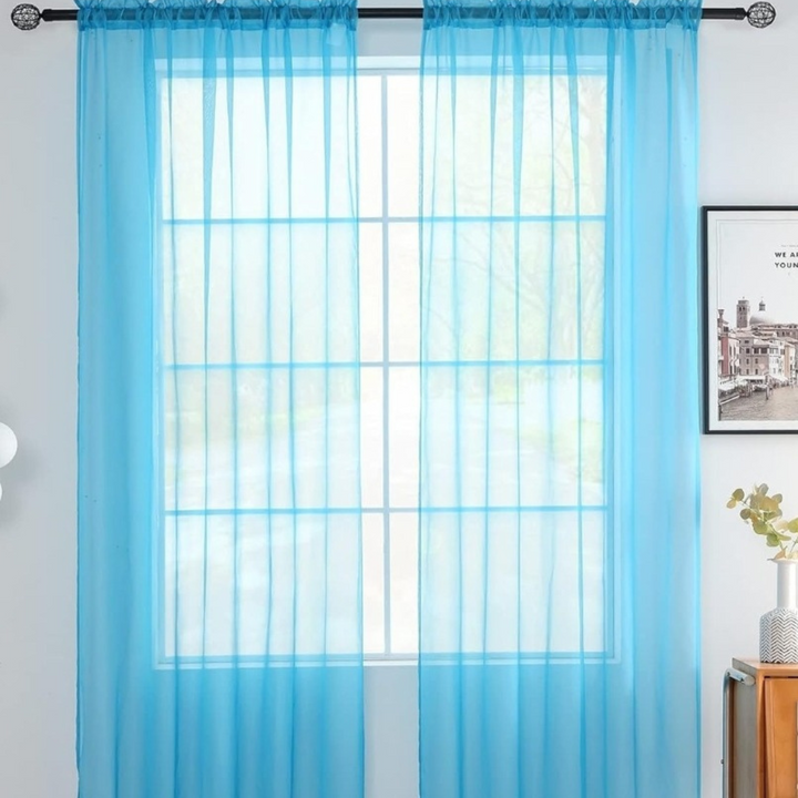 Sheer Curtains - Cyan Blue