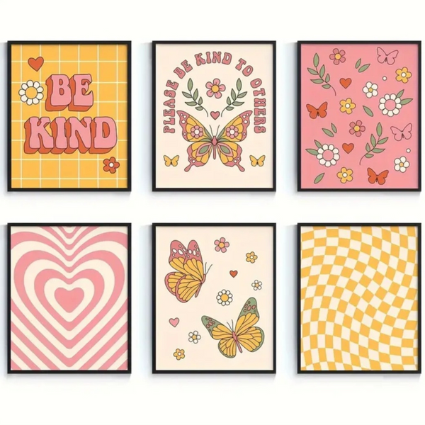 Preppy Hippie Retro Wall Art Posters