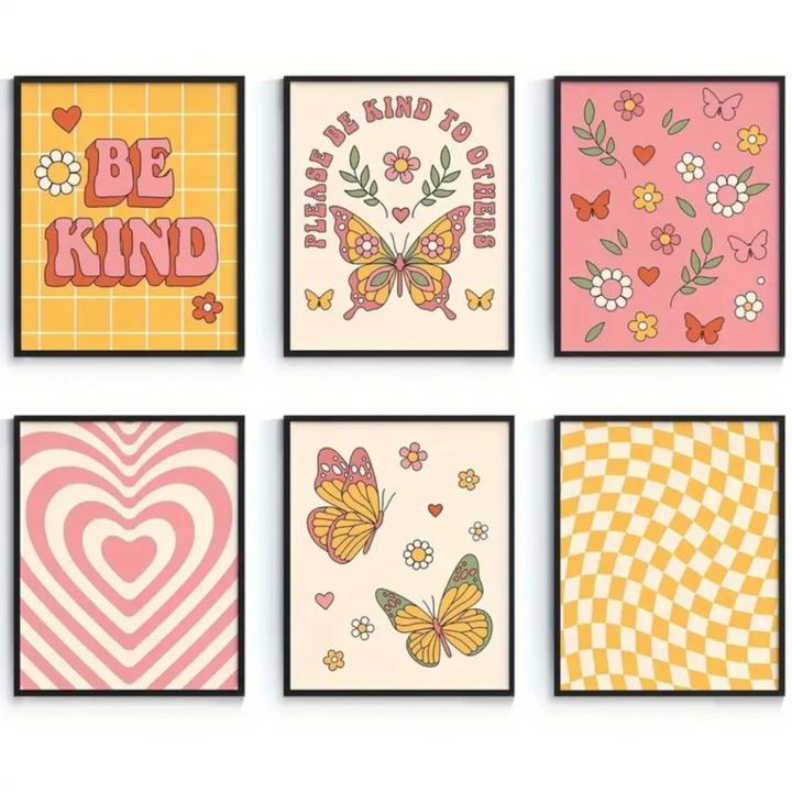 Preppy Hippie Retro Wall Art Posters