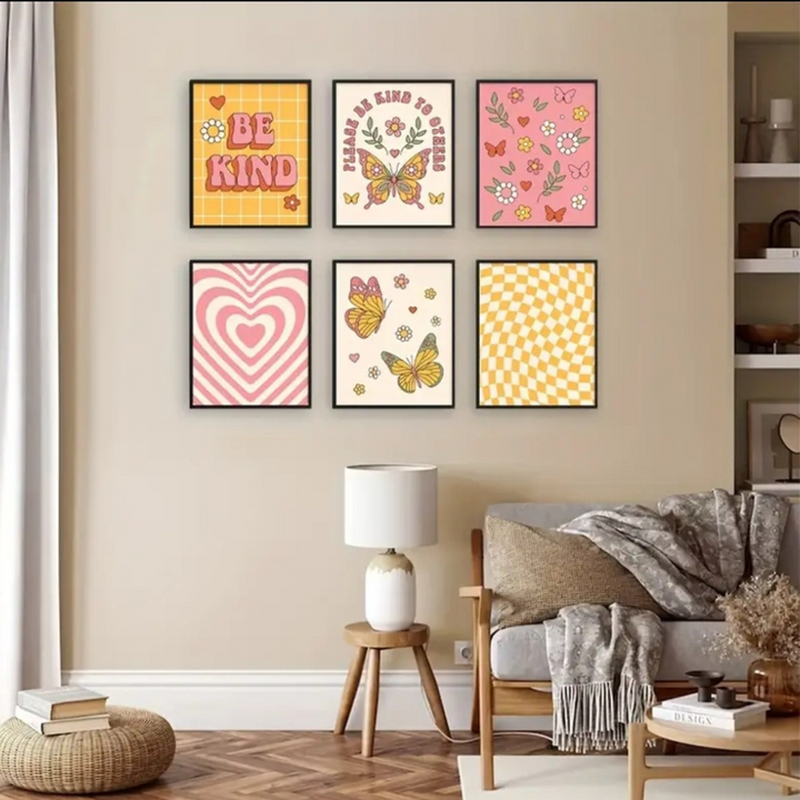 Preppy Hippie Retro Wall Art Posters