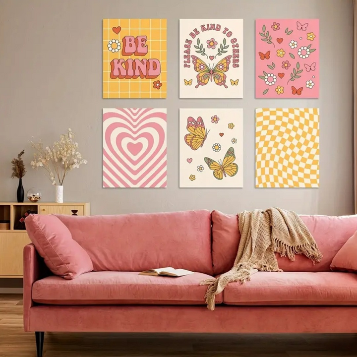 Preppy Hippie Retro Wall Art Posters