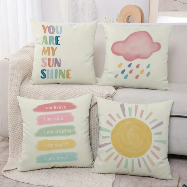 Printed Inspirational Quote Pillow Covers - 4Pcs