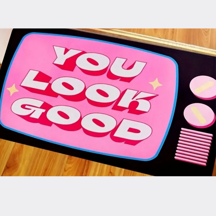 You Look Good Letter Pattern Mat Rug