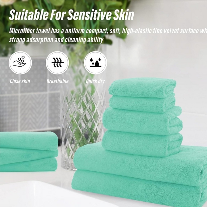 Ultra Soft Towel Set College Essentials-Aqua Green