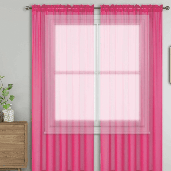Sheer Curtains - Bright Rose