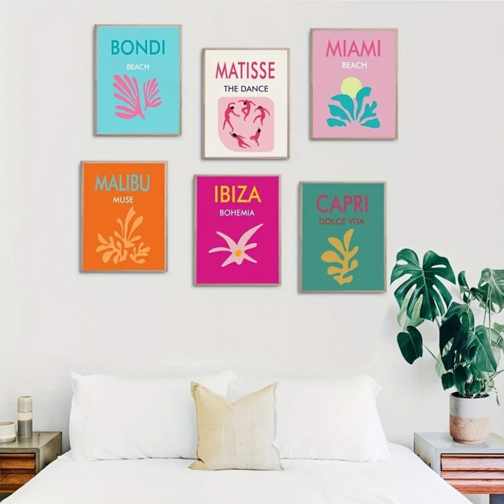 Funky Preppy Aesthetic Wall Art Prints - 6pcs