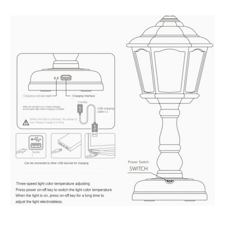 Mini Retro Table Desk Lamp - White