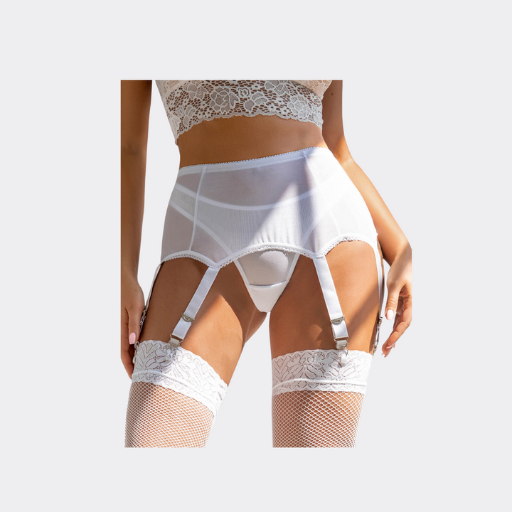 Lace Garter & Panty Set - White