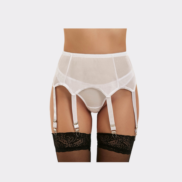 Lace Garter & Panty Set - White