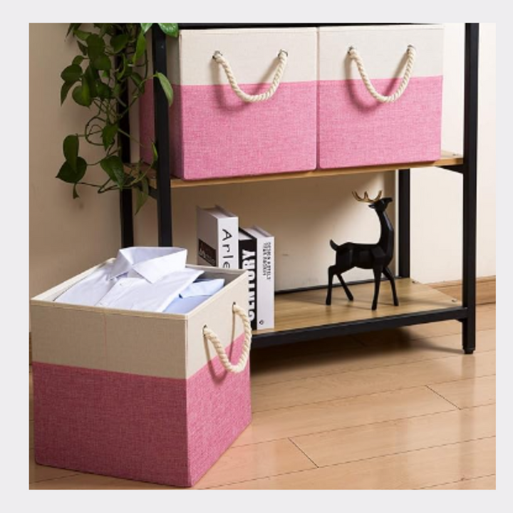 Foldable Dorm Cube Storage Bins-Pink