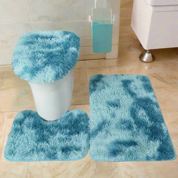 Bathroom Carpet Rug Mat Set-Dark Blue