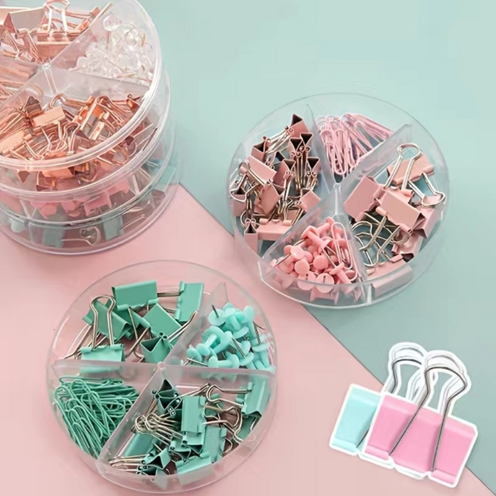 Binder Clips, Paper Clamps, and Push Pins Sets 