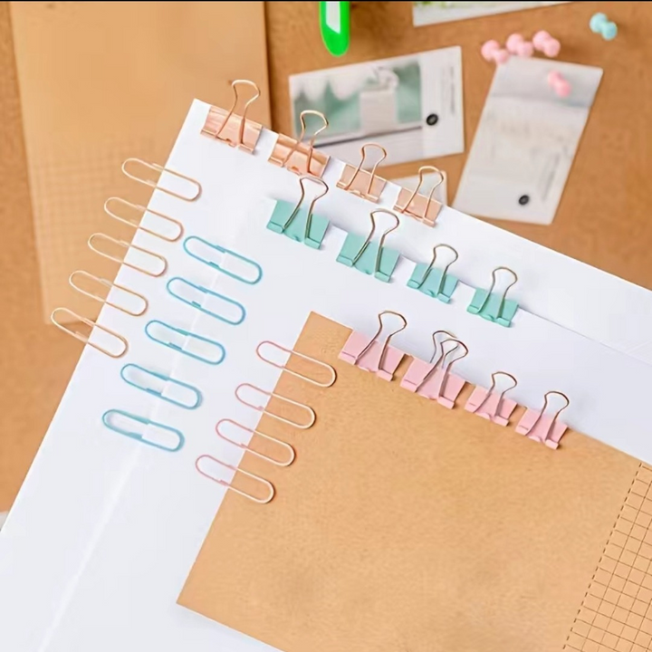 Binder Clips, Paper Clamps, and Push Pins Sets 