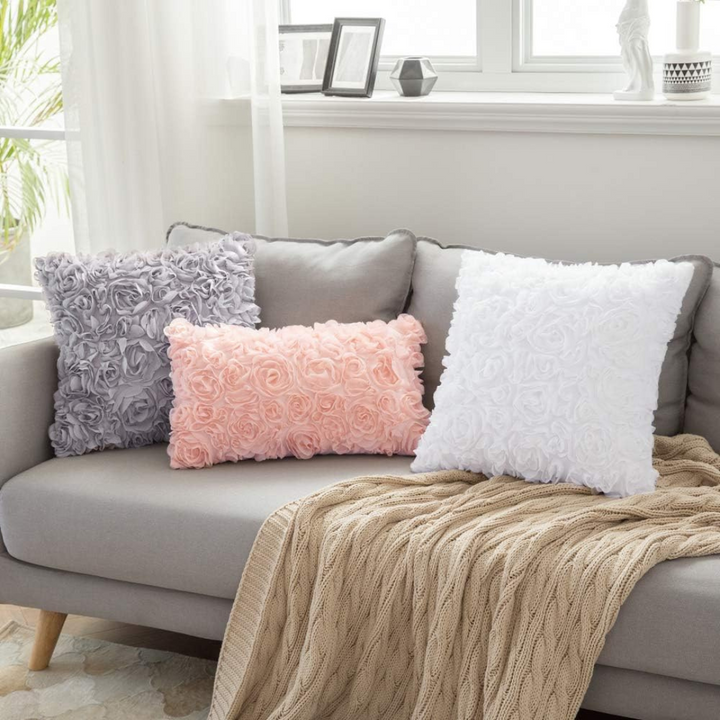 Decorative Chiffon Flower Pillowcase for Dorm