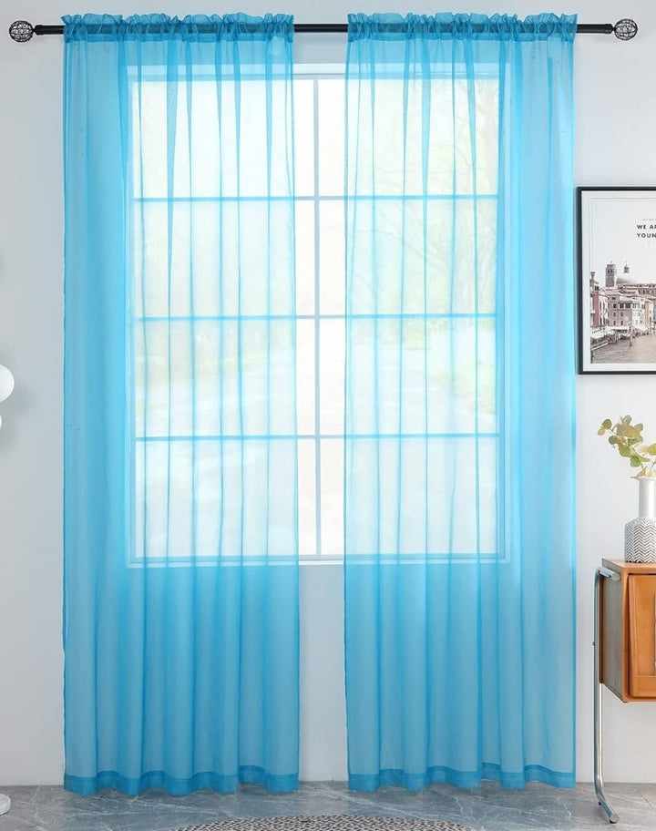 Sheer Curtains - Cyan Blue