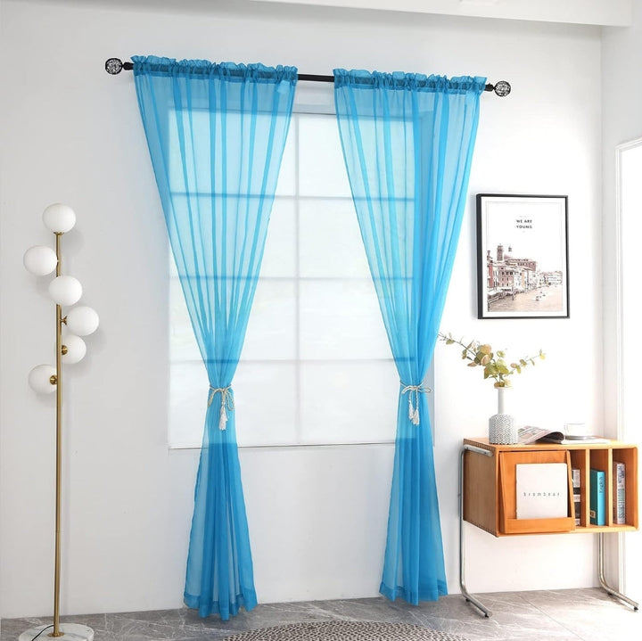 Sheer Curtains - Cyan Blue