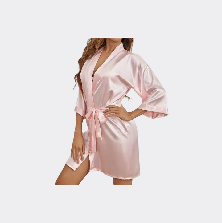 Letter Embroidery Bridesmaid Robe - Pink