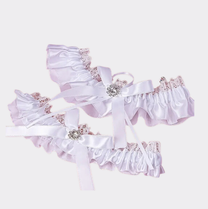 Lace Bridal Wedding Garters With Leg Wraps - 2 Pcs