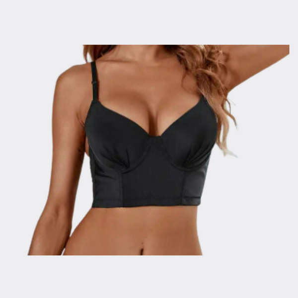 Longline Extended Push-Up Lingerie Bra - Black