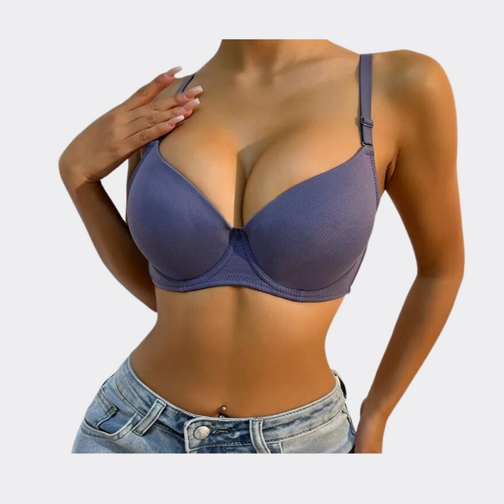 Solid Underwire Padded Bra - Blue