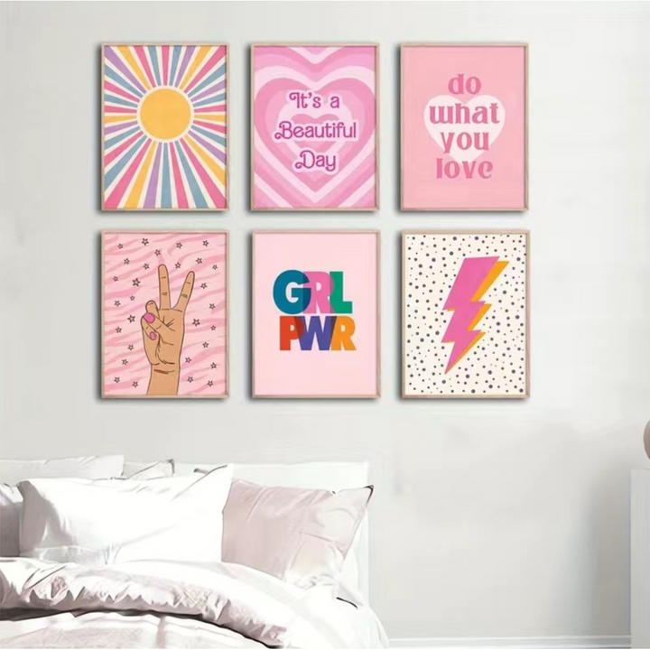 Vintage Aesthetic Canvas Poster Wall Art Decor - 6pcs