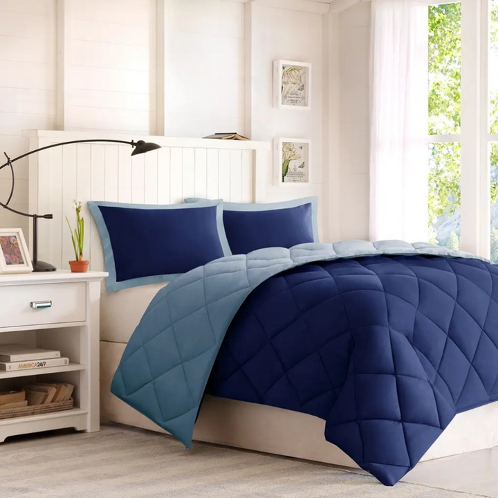 Scotchgard Reversible College Dorm Comforter Set - Blue