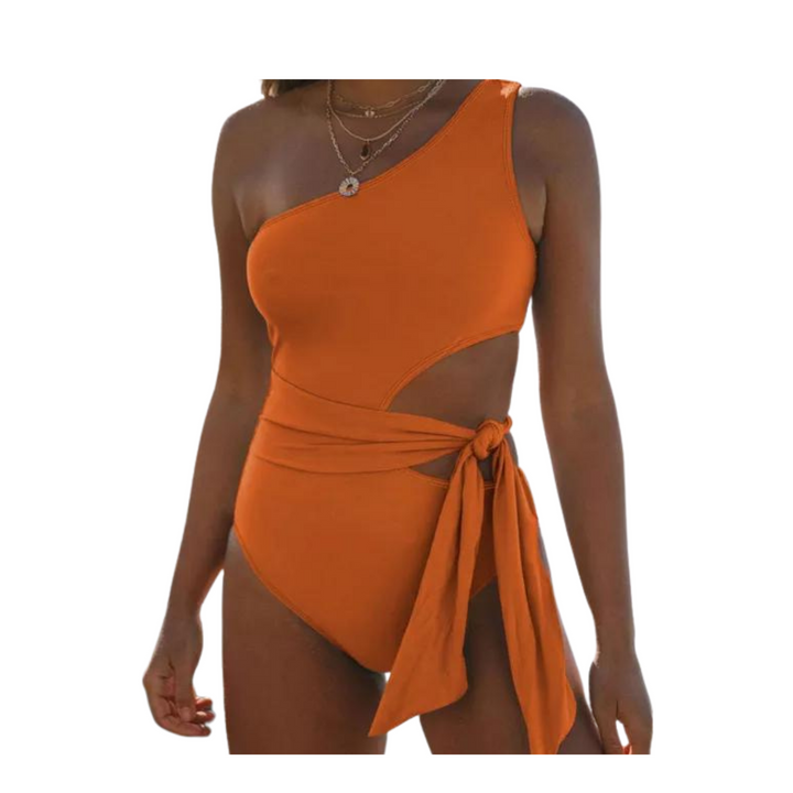 One-piece One Shoulder Swimsuit - Orange