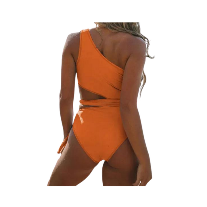 One-piece One Shoulder Swimsuit - Orange