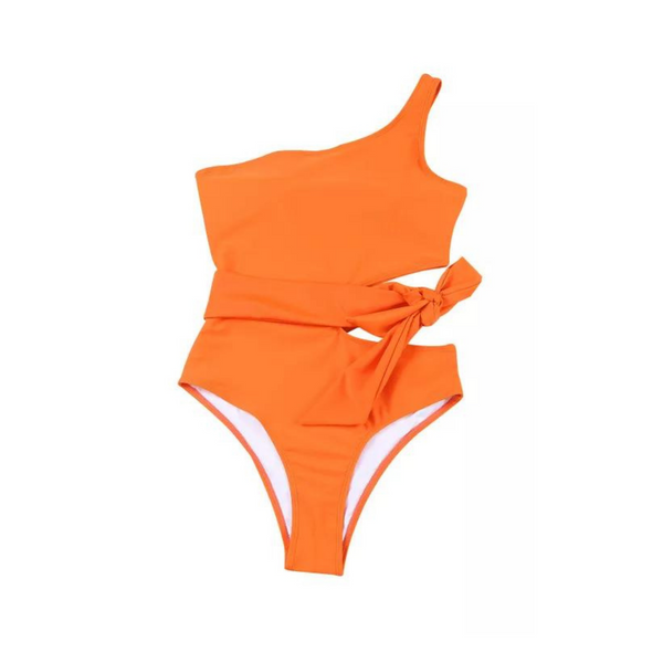 One-piece One Shoulder Swimsuit - Orange