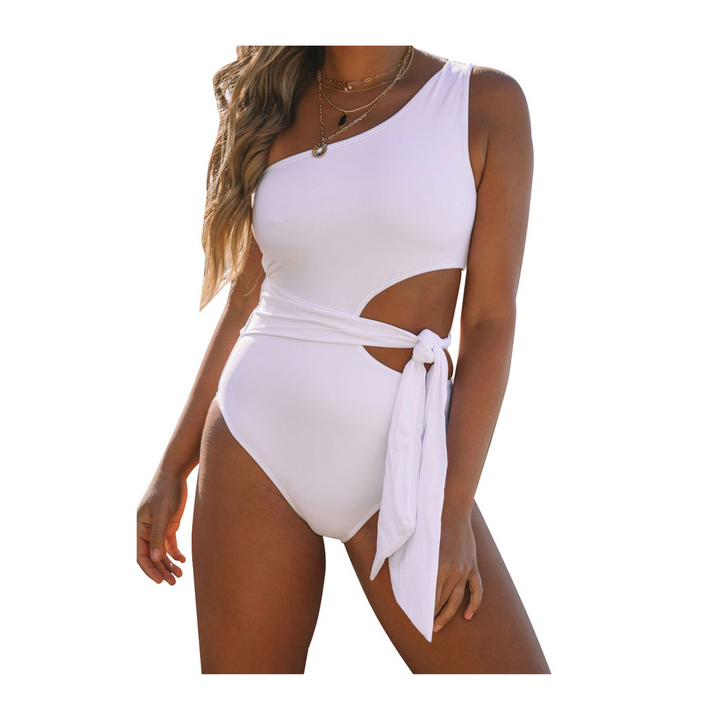 One-piece One Shoulder Swimsuit - White