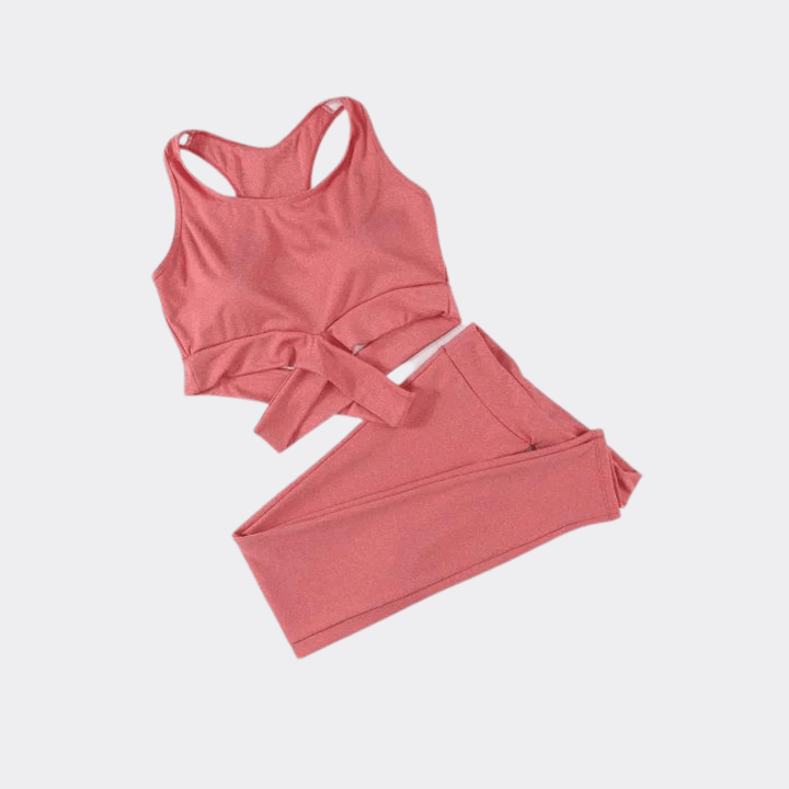 Crisscross Active Bra and Legging Set - Pink