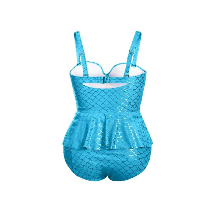 Halter Neck Peplum Tankini Swimsuit - Sky Blue