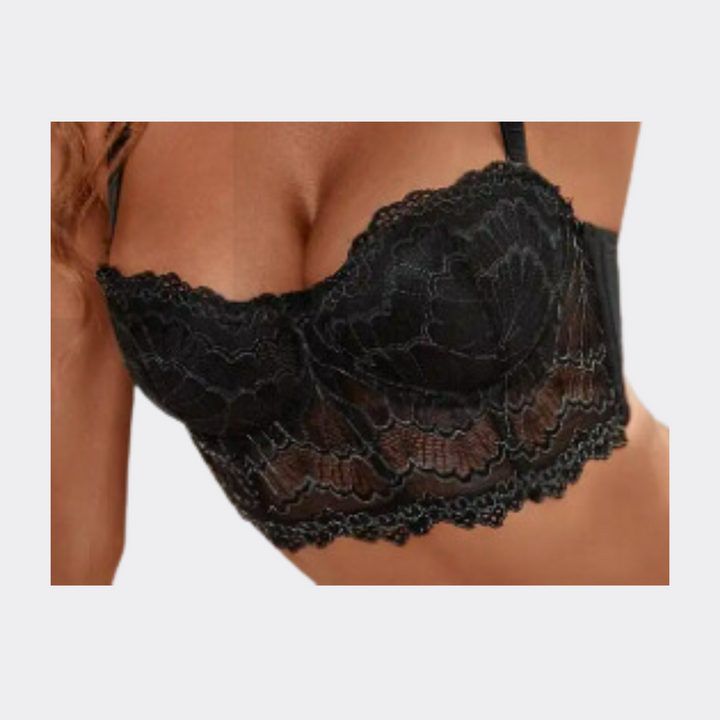 Underwire Sheer Lace Lingerie Bra - Black